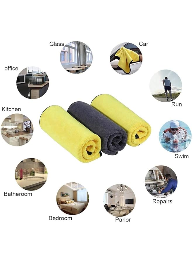 شواي مناديل تنظيف السيارات من الألياف الدقيقة، خالية من الوبر، طبقتين أو غسيل تلميع - 30 × 30 سم - عبوة من 3 قطع - Image 3