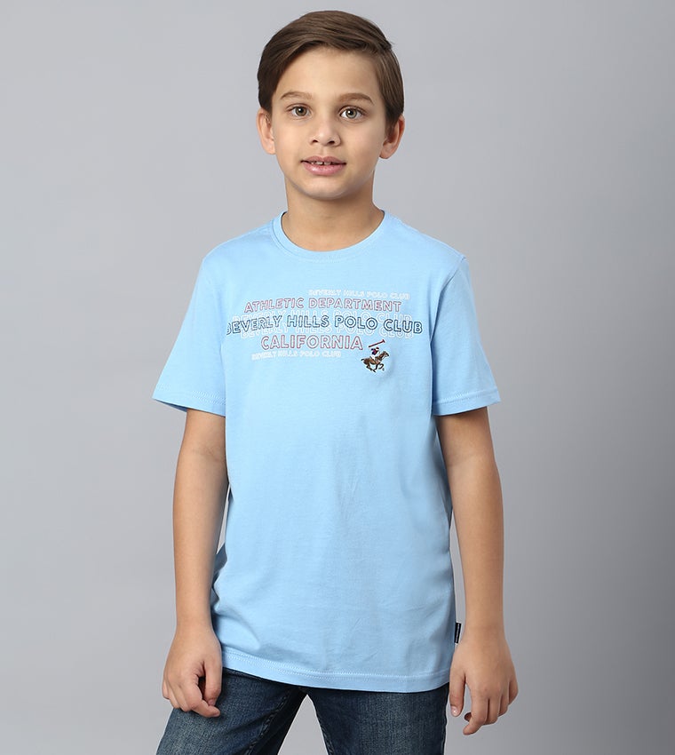 BEVERLY HILLS POLO CLUB Boys Typography Printed Cotton T-shirt