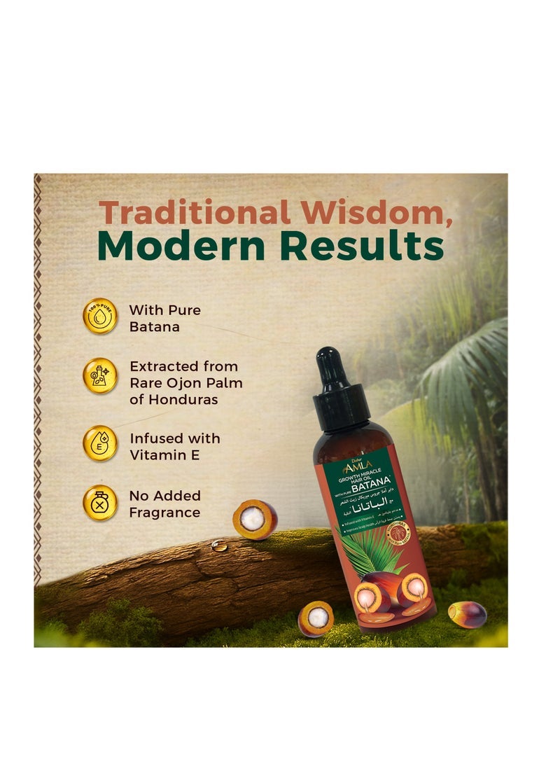 دابر Dabur Amla Pure Batana Growth Hair Oil - 95 مل | مع باتانا خام 100٪ وفيتامين E | يعزز نمو الشعر ويمنع تساقط الشعر وترققه ويحسن النعومة ويعزز اللمعان | من مصادر أخلاقية من هندوراس | مناسب لكل من النساء والرجال - Image 4
