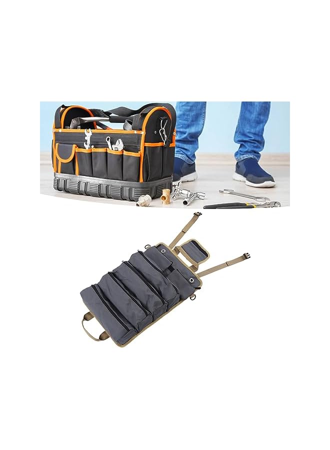 PROMASS promass Roll Up Tool Bag, Portable Tool Bag with 3 Detachable Pouch, Heavy Duty Oxford Cloth Tool Roll Bag for Mechanic Electrician Carpenter (Grey)  - Image 5