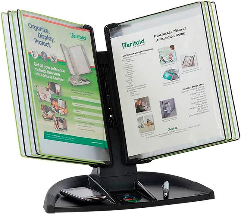 Tarifold Black Line Desktop Reference System with 10 Green/Black Display Pockets - Letter-Size - 20 Sheet Capacity (DBL291) - Image 4