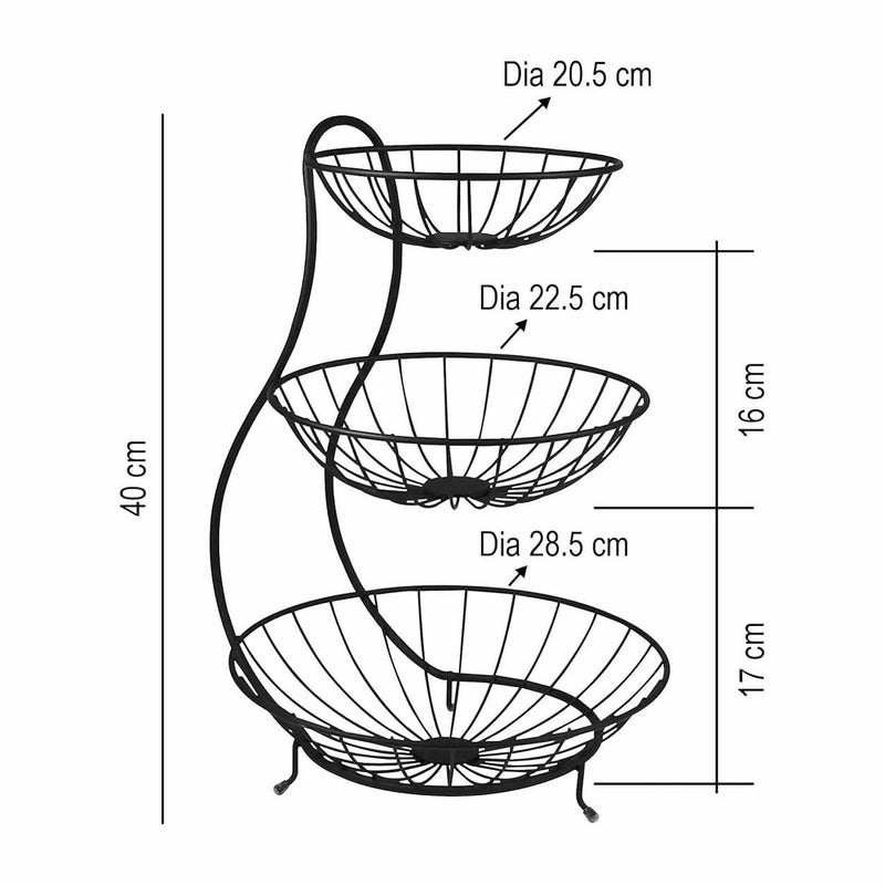 MOBDESK High Grade Stainless Steel 3Tier Fruit Vegetable Basket for Dining TableKitchen Countertop and Organizer Bowl Kitchen and Stand Holder Table Rack Tiered Shelf Kitchen Fruit Bowl Basket - Image 2