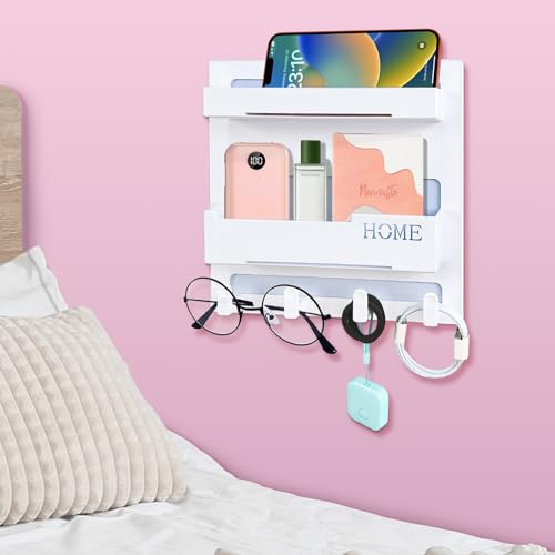 CHENYAOAI Floating Shelves for Bedside Shelf Accessories Organizer, Wall Mount Self Stick On, Cute Room Decor Aesthetic, Girls Room Decor, Cool Stuff For Bedroom Storage And Organization, Bedside Wall Organizer - Image 1