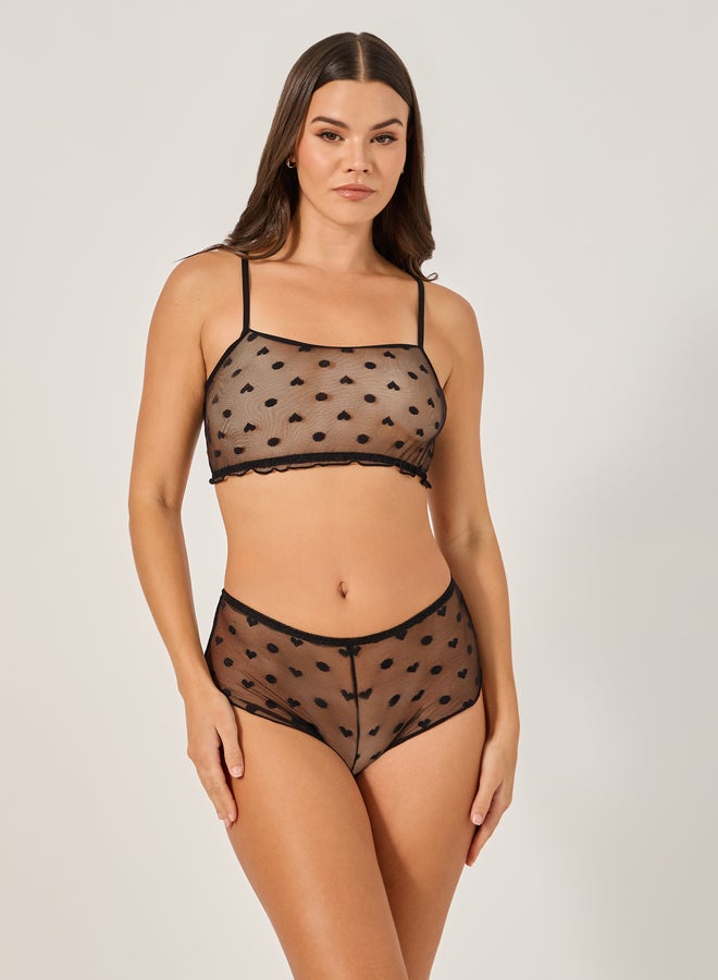 Styli Styli Patterned Mesh Bra and Boyshort Briefs Set  - Image 1