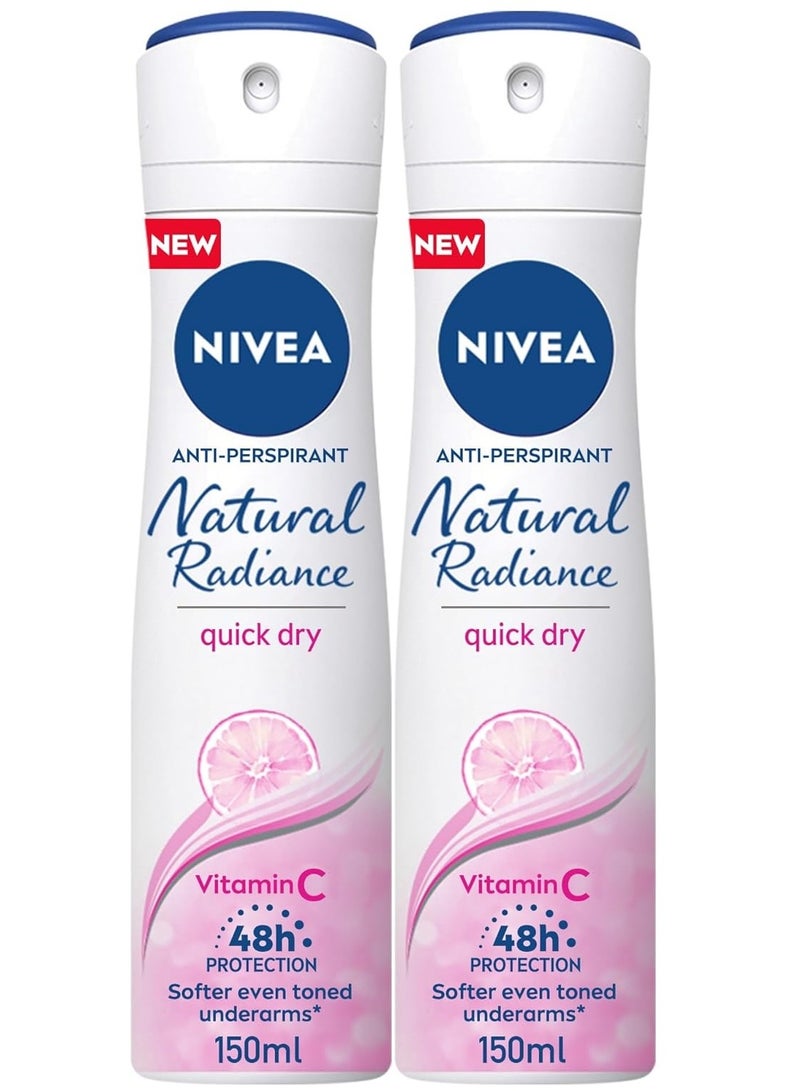 نيفيا مزيل عرق طبيعي للنساء، 150 مل، عبوة من قطعتين - Image 1
