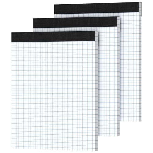 Ciphyfee Graph Paper 8.5 X 11, 3 Pack, 4x4 Quad Ruled, Grid Paper Pad 8-1/2" X 11.75", Grid Pad 8.5 X 11.75, Engineering Notebook, Easy Tears Off, White 70 Gsm Graft Paper - Image 1