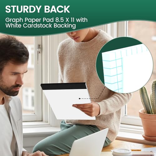 Ciphyfee Graph Paper 8.5 X 11, 3 Pack, 4x4 Quad Ruled, Grid Paper Pad 8-1/2" X 11.75", Grid Pad 8.5 X 11.75, Engineering Notebook, Easy Tears Off, White 70 Gsm Graft Paper - Image 5