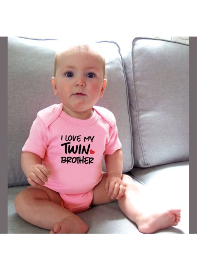 Matching Family Outfits I Love My Twin Brother Sister Printed T-Shirt Romper  - Image 3