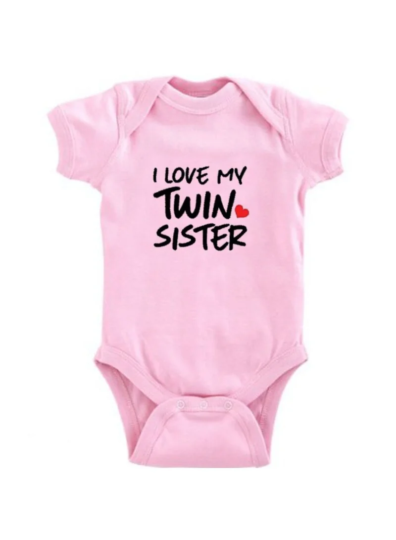 Matching Family Outfits I Love My Twin Brother Sister Printed T-Shirt Romper
