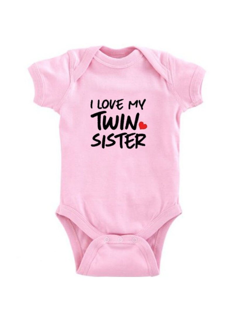 Matching Family Outfits I Love My Twin Brother Sister Printed T-Shirt Romper  - Image 2