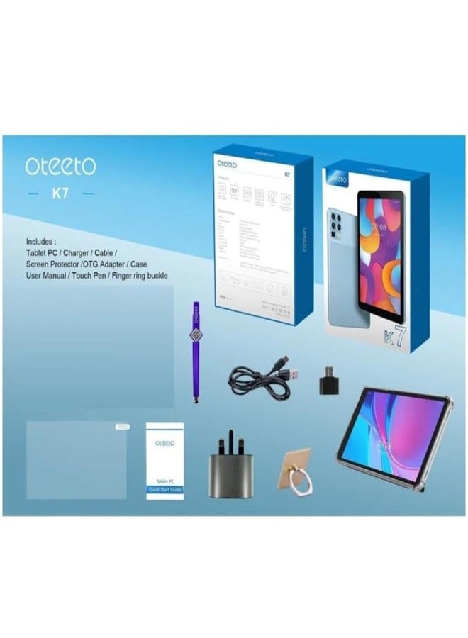 Oteeto 5G Android Tablet with 7-Inch Display, 8GB RAM, 256GB ROM, and 3500mAh Battery-Blue