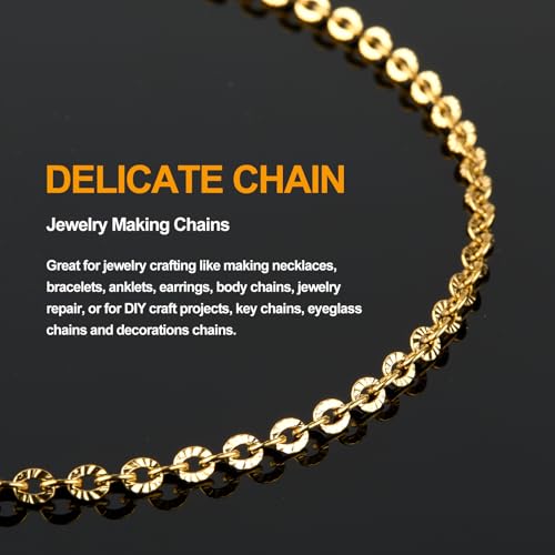 KYUNHOO 16.4 Feet Gold Chain for Jewelry Making Embossed Circle Chains on Spool Gold Plated Stainless Steel Chain Necklace with Lobster Clasps and Jump Rings for DIY Bracelet Earring - Image 4