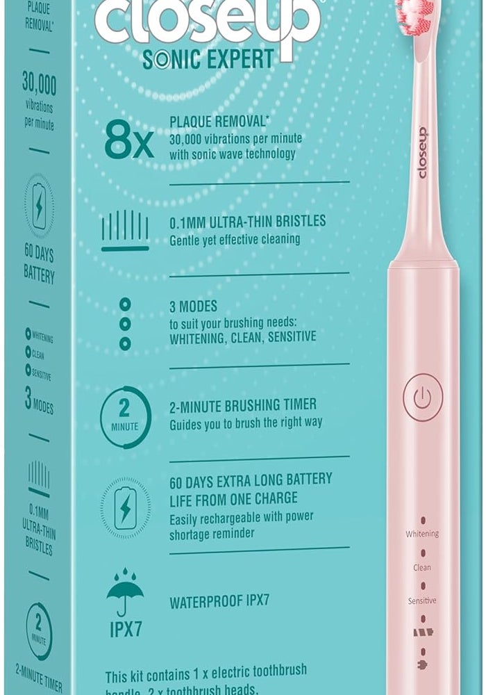 Closeup Sonic Expert Pink Rechargeable Toothbrush - Image 2