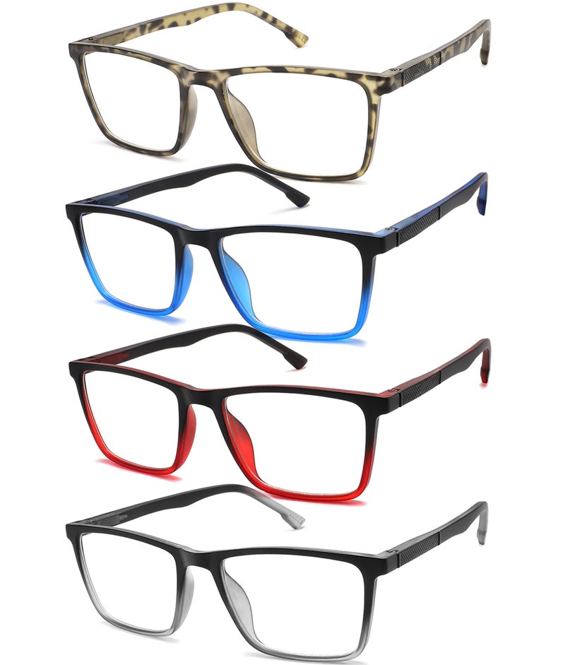 READITEASY Reading Glasses Men Blue Light Blocking 4 Pack, Wide Computer Readers for Men with Spring Hinge Reduce Eyestrain/UV/Dryness, Square Large Trendy Eyeglasses 2.75 - Image 1