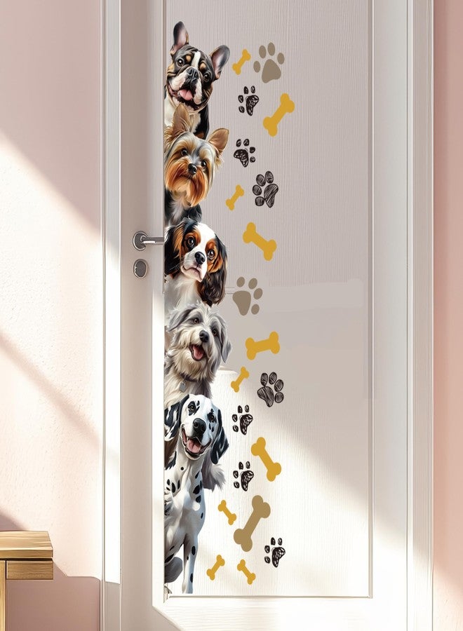 SUPERDANT Realistic Puppy Wall Stickers Bones and Paw Prints Wall Decals Cute Dog Sitting Room Adhesive Sticker DIY Vinyl Art Decor for Kids Room Kindergarten Nursery Bedroom Playroom 90x30CM - Image 1