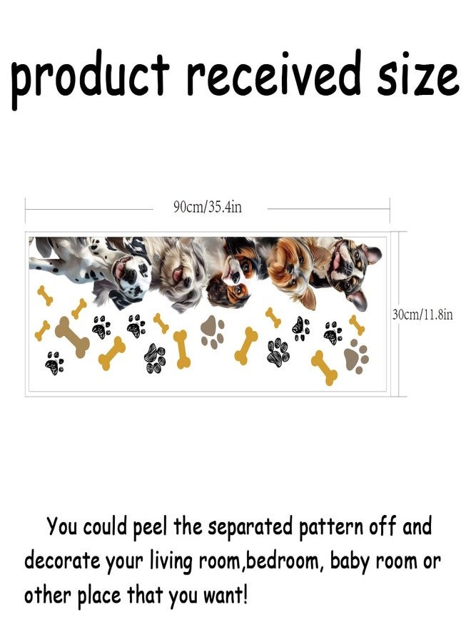 SUPERDANT Realistic Puppy Wall Stickers Bones and Paw Prints Wall Decals Cute Dog Sitting Room Adhesive Sticker DIY Vinyl Art Decor for Kids Room Kindergarten Nursery Bedroom Playroom 90x30CM - Image 2