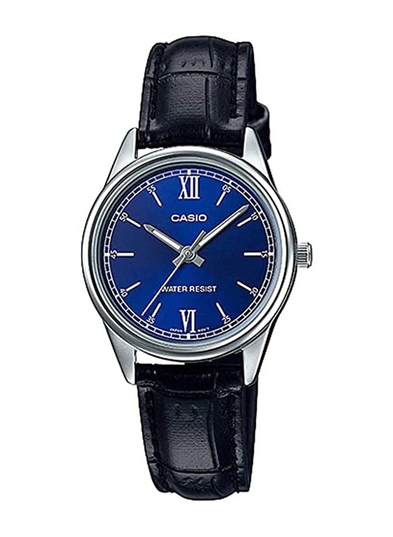 Women's Leather Analog Wrist Watch LTP-V005L-2BUDF - Black