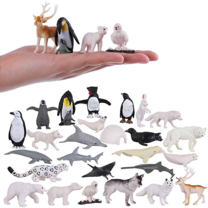 JOKFEICE Small Polar Animals Figurines 26pcs Realistic Penguin Polar Bear Seal Winter Animals for Early Educational Birthday Cupcake Topper Gift for Kids - Image 3