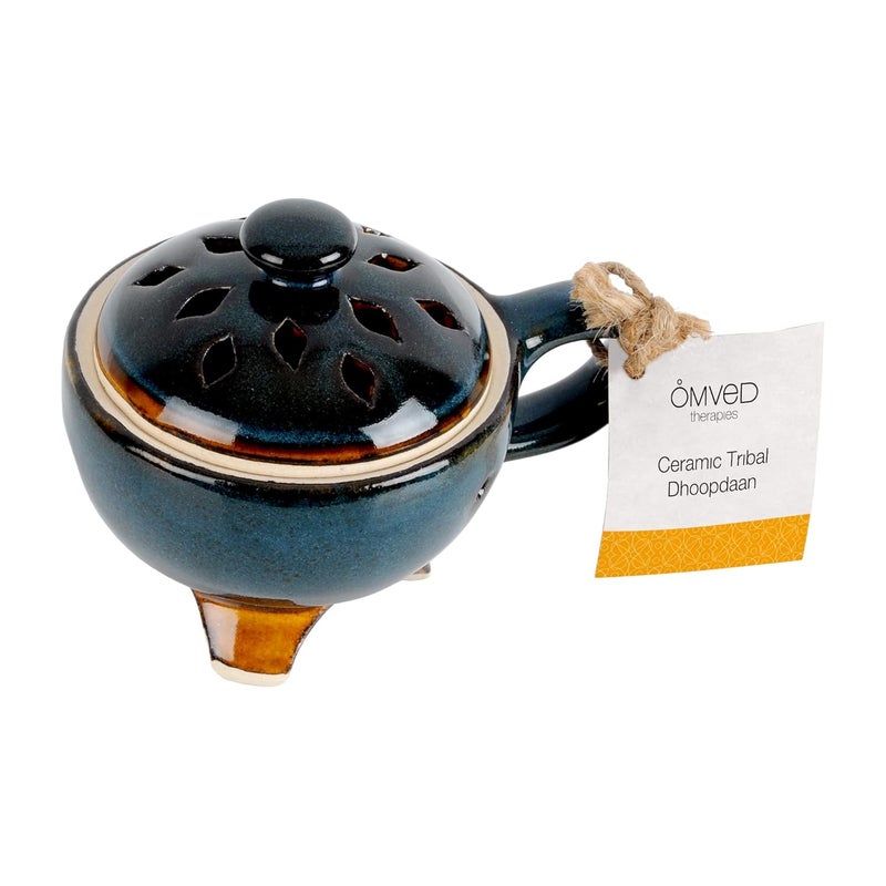 Omved Omved Festive Special Bundle Set with Celebrate Ayurvedic Dhoop, Dhoop Charcoal-Pack of 30 and Ceramic Tribal Dhoopdan - Image 4