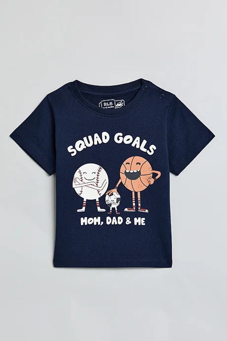R&B Graphic Print T-Shirt with Crew Neck and Short Sleeves
