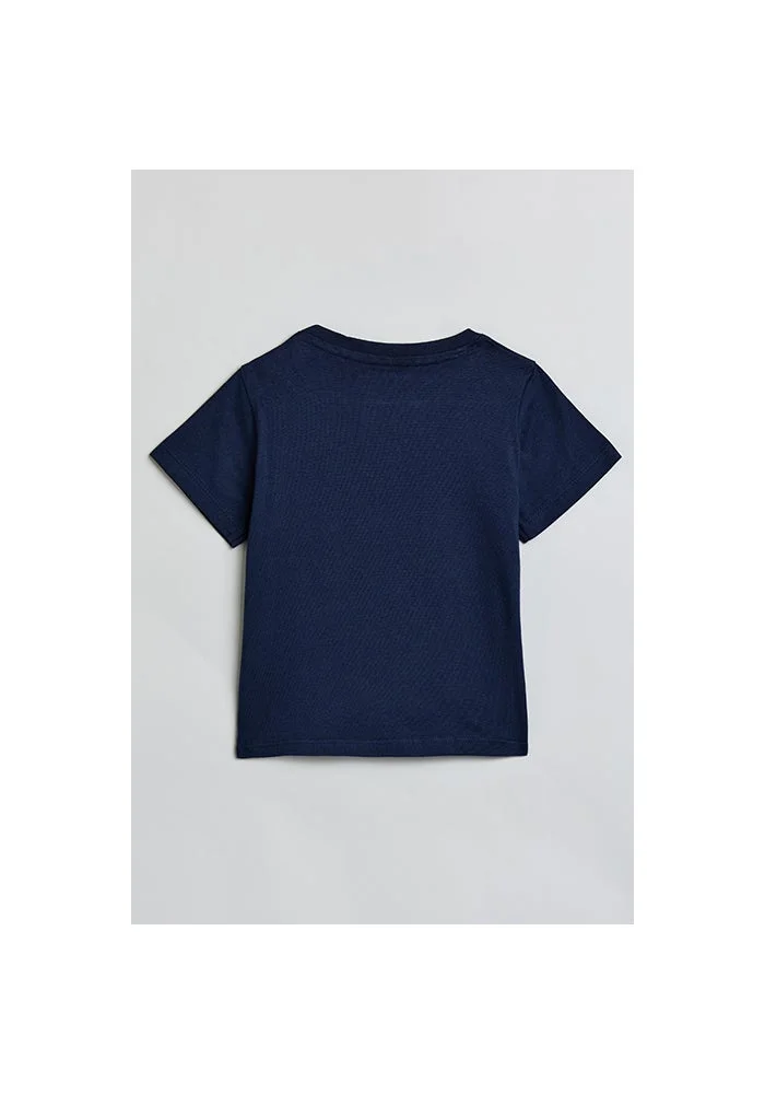 أر أند بي Graphic Print T-Shirt with Crew Neck and Short Sleeves