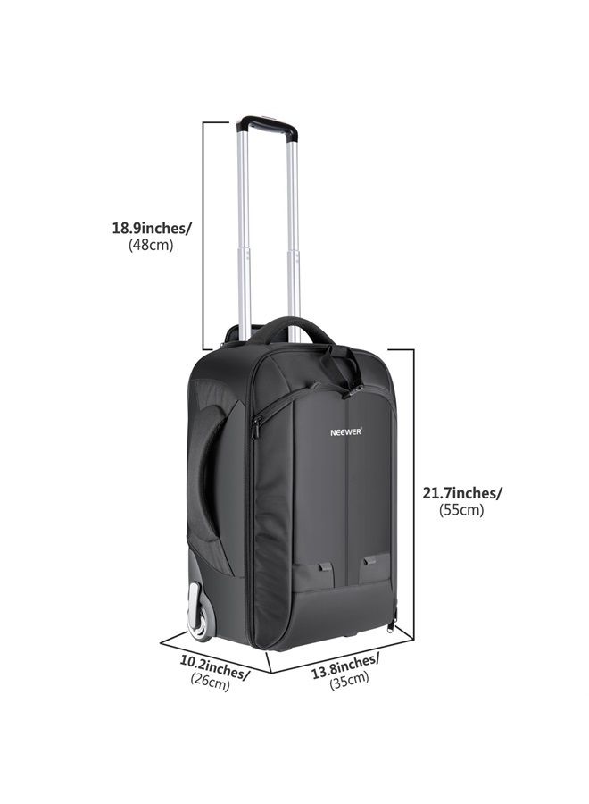 Neewer 2-in-1 Sliding Camera Backpack Suitcase Style Convertible with Double Handle, Shockproof with Removable Padded Compartments for SLR/DSLR Cameras Tripod Lenses (Black/Red) - Image 2