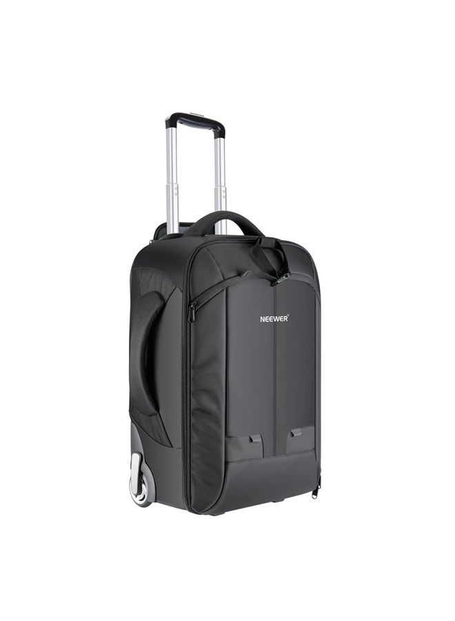 Neewer 2-in-1 Sliding Camera Backpack Suitcase Style Convertible with Double Handle, Shockproof with Removable Padded Compartments for SLR/DSLR Cameras Tripod Lenses (Black/Red) - Image 1