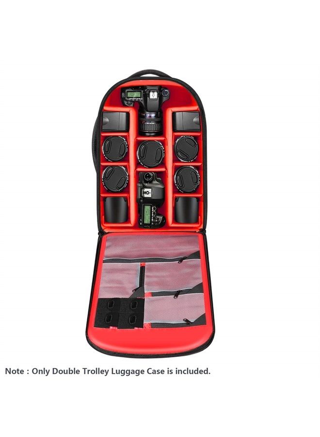 Neewer 2-in-1 Sliding Camera Backpack Suitcase Style Convertible with Double Handle, Shockproof with Removable Padded Compartments for SLR/DSLR Cameras Tripod Lenses (Black/Red) - Image 3