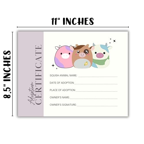 Lashicorn Stuffed Animal Squish Mellow Adoption Certificates | 50 pk 8.5x11” Paper Award Carrier Box Gift Card Care Kit for Kids Dragon Adoption Day - Image 4