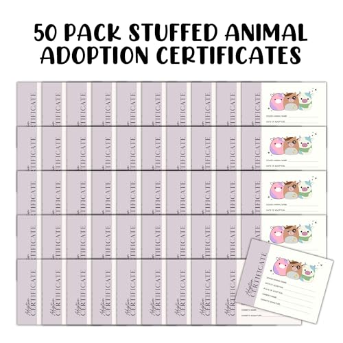 Lashicorn Stuffed Animal Squish Mellow Adoption Certificates | 50 pk 8.5x11” Paper Award Carrier Box Gift Card Care Kit for Kids Dragon Adoption Day - Image 2