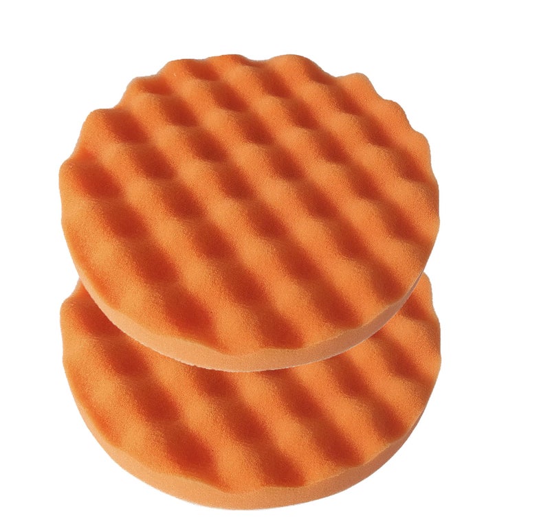 Inditrust New Car Clean Polishing WAVE Foam (Sponge) Buffing Waxing Pad 7inch for fitting to 7inch Backing pad Metal Polisher (2 pcs) - Image 1