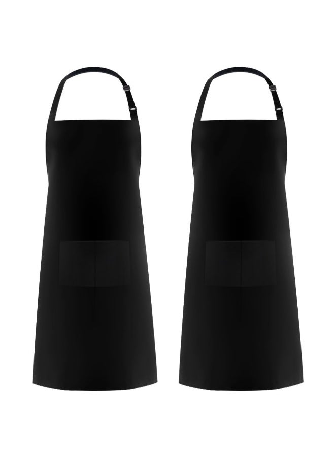 Syntus 2 Pack Adjustable Bib Apron Waterdrop Resistant with 2 Pockets Cooking Kitchen Aprons for Women Men Chef, Black - Image 1