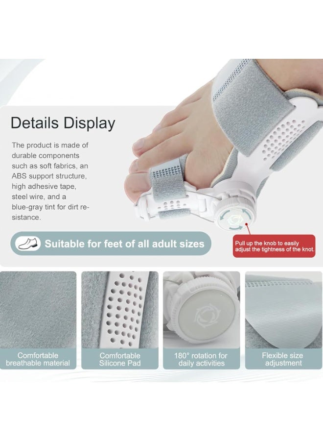 Relex Bunion Corrector for Women & Men, Adjustable Knob Toe, Straightener Designed for Orthopedic Bunions Correction, and Non-Slip Big Toe Separators. Suitable for Left/Right Feet Bunion Relief, Grey - Image 5