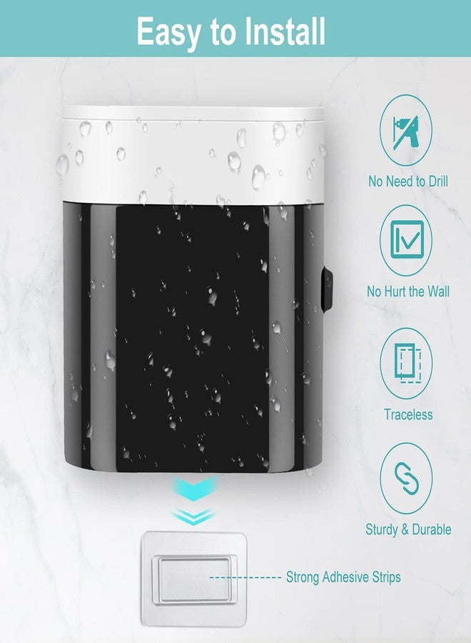 GFWARE Toothbrush Holder Toothpaste Dispenser Wall Mounted with Cover, 4 Slots Tooth Brush Storage Organizer with Automatic Kids Toothpaste Squeezers for Shower Bathroom Black - Image 2