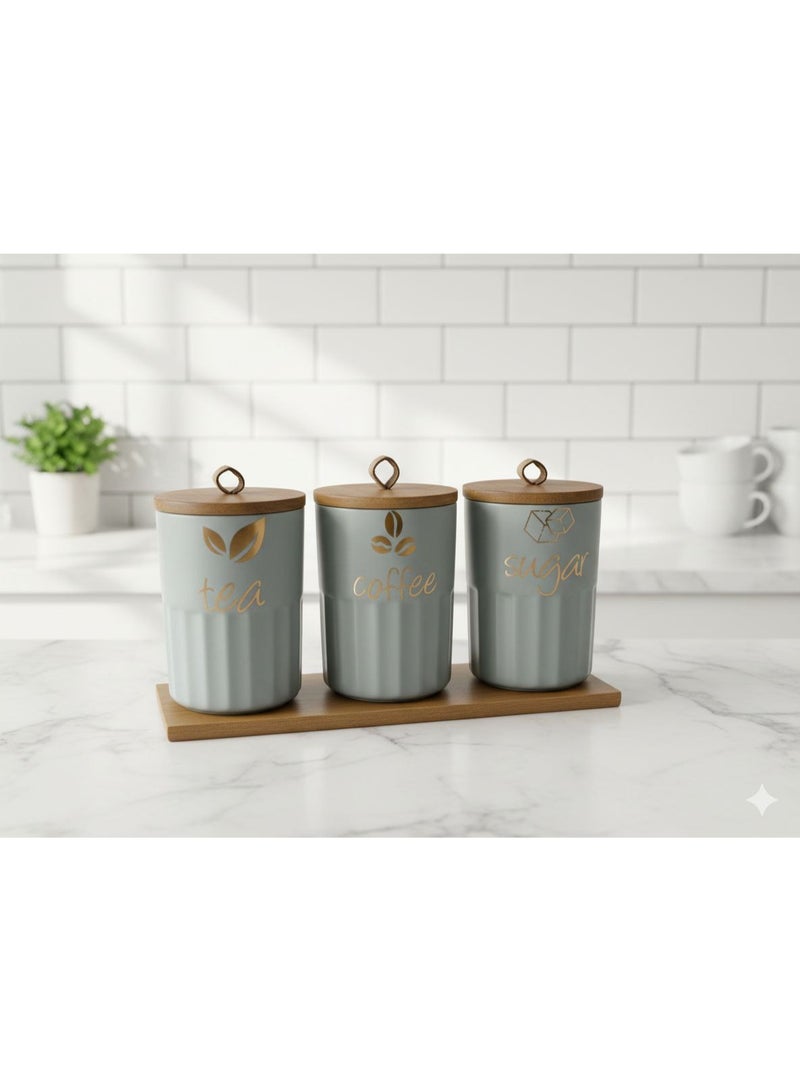 طقم كوفي 3 قطع غطاء وقاعده خشب - Image 2