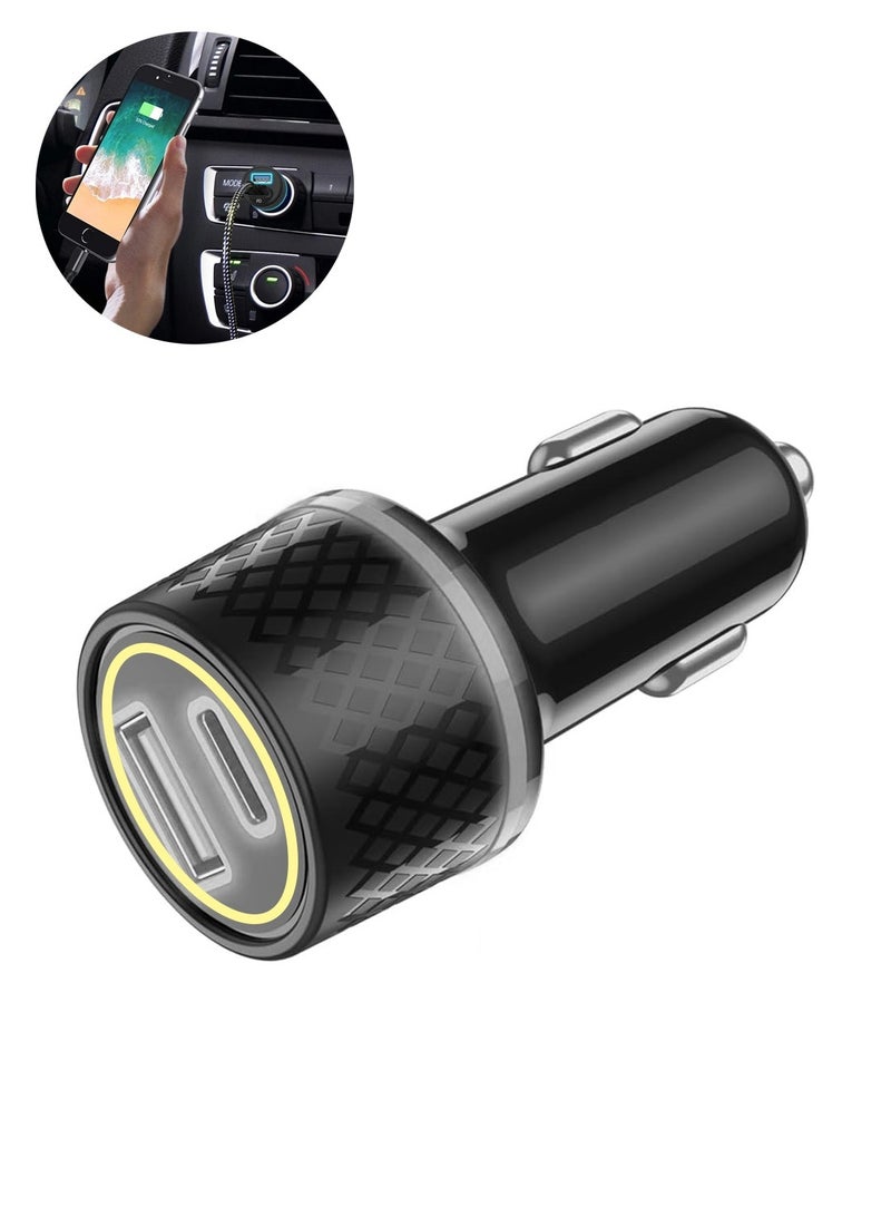 تيكو شاحن سيارة تيكو TK-01 فائق السرعة 120 واط بمنفذين USB C + USB A - أسود - Image 1