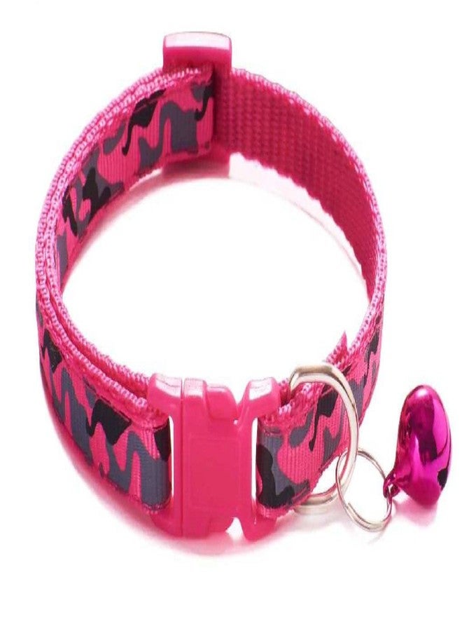 Litvibes Cat Collar with Bell,Kitten and Small Dogs Soft Adjustable Collar,Safe,Breakaway for Cats and Puppies - Dark Pink (CAMO Design) - Image 1