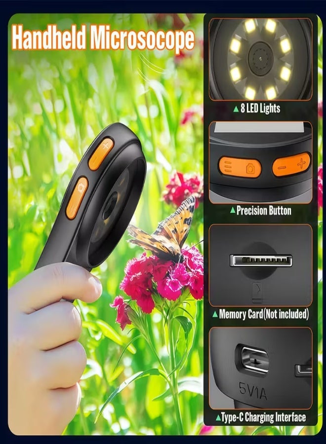 INSKAM 500X Portable Handheld Digital Microscope – 2MP Camera, 2-Inch IPS Screen, Dual Battery & USB Power, Photo & Video Capture, PC Compatible – For Scientific Research, Electronics, Jewelry, and Maintenance - Black - Image 2