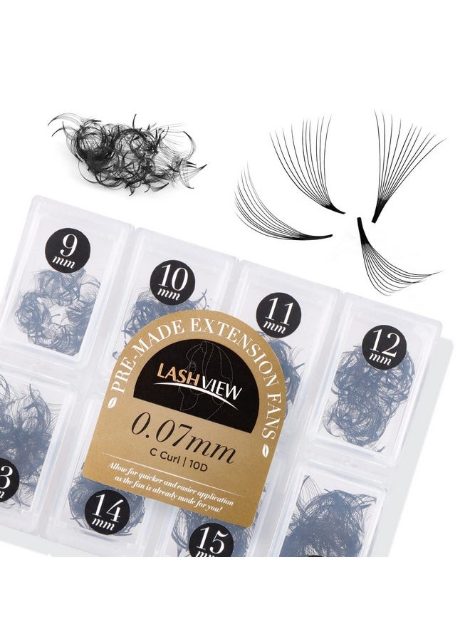 لاش فيو وصلات رموش LASHVIEW 1000 الجاهزة، وصلات رموش كثيفة، صينية مختلطة، وصلات رموش 10D جاهزة، وصلات رموش C Curl جاهزة، وصلات رموش مدببة، مصنوعة يدويًا، وصلات رموش فضفاضة، قاعدة رفيعة (10D-0.07C، 9-16 مم)  - Image 1