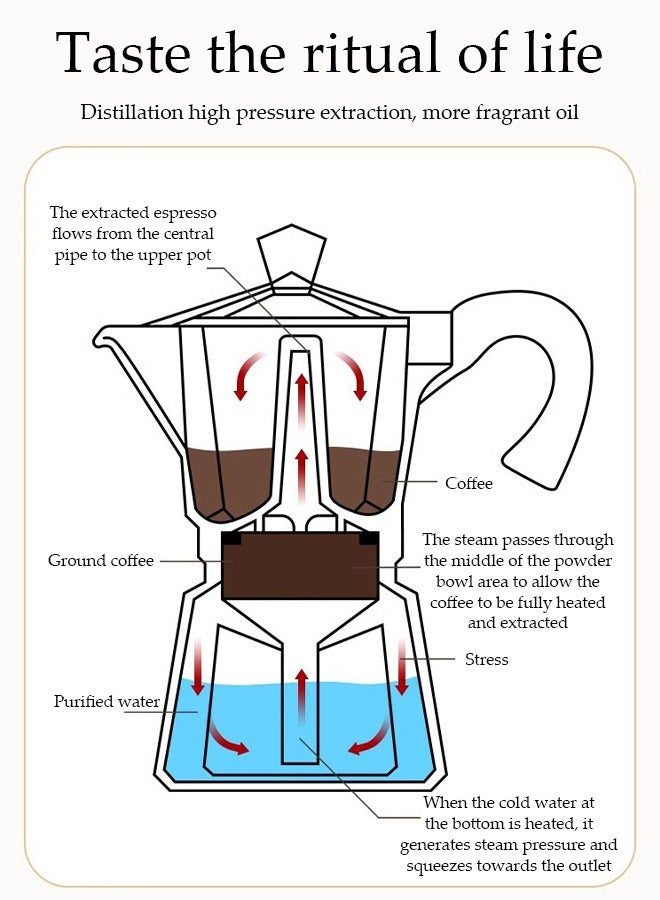DUNISO Electric Coffee Maker,Portable Electric Stainless Steel Moka Pot，Electric Coffee Percolator with Detachable Base and Handle，Suitable for Family Restaurants and Hotels，6 Cup，300ml  - Image 3