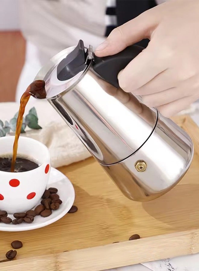 DUNISO Electric Coffee Maker,Portable Electric Stainless Steel Moka Pot，Electric Coffee Percolator with Detachable Base and Handle，Suitable for Family Restaurants and Hotels，6 Cup，300ml  - Image 5