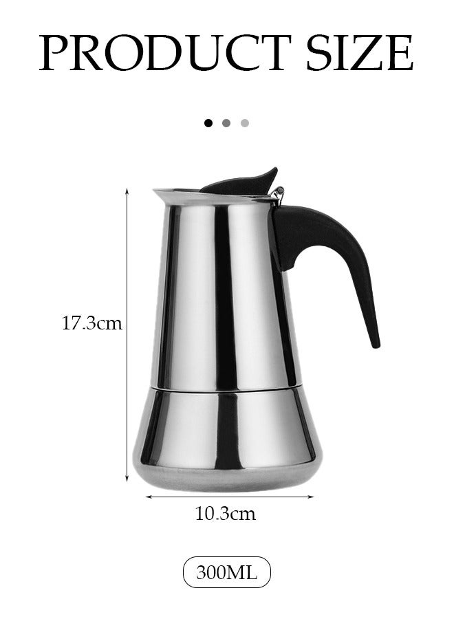 DUNISO Electric Coffee Maker,Portable Electric Stainless Steel Moka Pot，Electric Coffee Percolator with Detachable Base and Handle，Suitable for Family Restaurants and Hotels，6 Cup，300ml  - Image 4