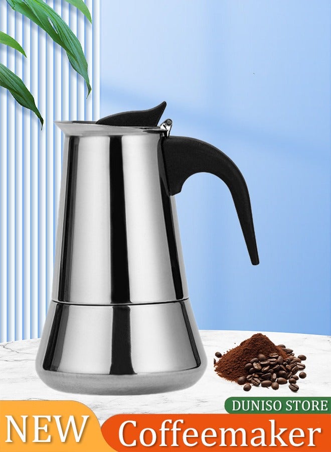 DUNISO Electric Coffee Maker,Portable Electric Stainless Steel Moka Pot，Electric Coffee Percolator with Detachable Base and Handle，Suitable for Family Restaurants and Hotels，6 Cup，300ml  - Image 1