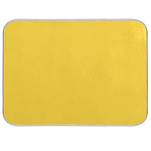 Dish Drying Mat for Kitchen Counter Absorbent Microfiber Dry Dishes Mats Drainer Counter Mat Yellow Drying Dish Pad 18 x 24 Inch for Countertops Decor
