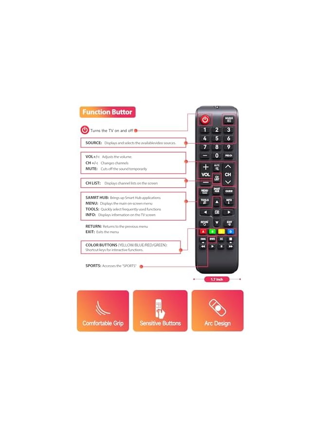 The Bros Universal remote control for All Samsung Smart LCD LED SUHD UHD HDTV 3D TVs - Image 5