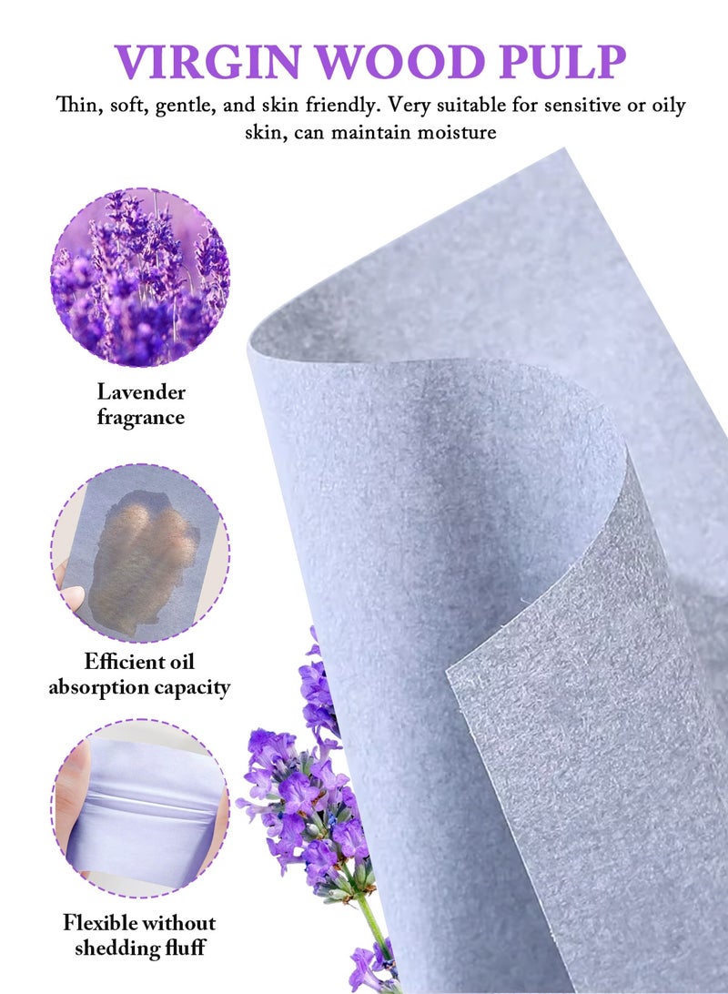 Timifly Oil Blotting Sheets for Face, 200 Counts Lavendar Blotting Paper For Oily Skin with Portable Mirror Case & Makeup Puff, Oil Absorbing Sheets For Face - Image 3