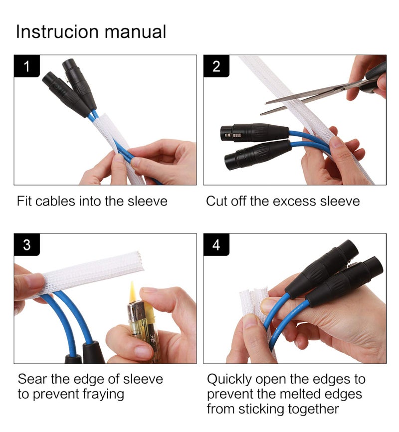 Alex Tech 10ft - 1/4 inch Cord Protector Wire Loom Tubing Cable Sleeve Split Sleeving for USB Cable Power Cord Audio Video Cable - Protect Cat from Chewing Cords - White - Image 5