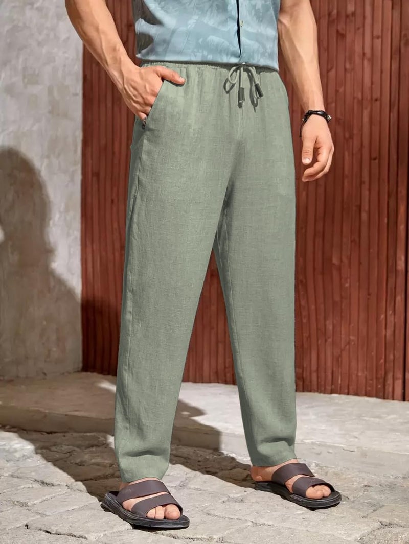 JVX Men Trouser || Lilen Trouser for Men || Lilen Pant (TROUSER-07) (in, Numeric, 30, Olive) - Image 2