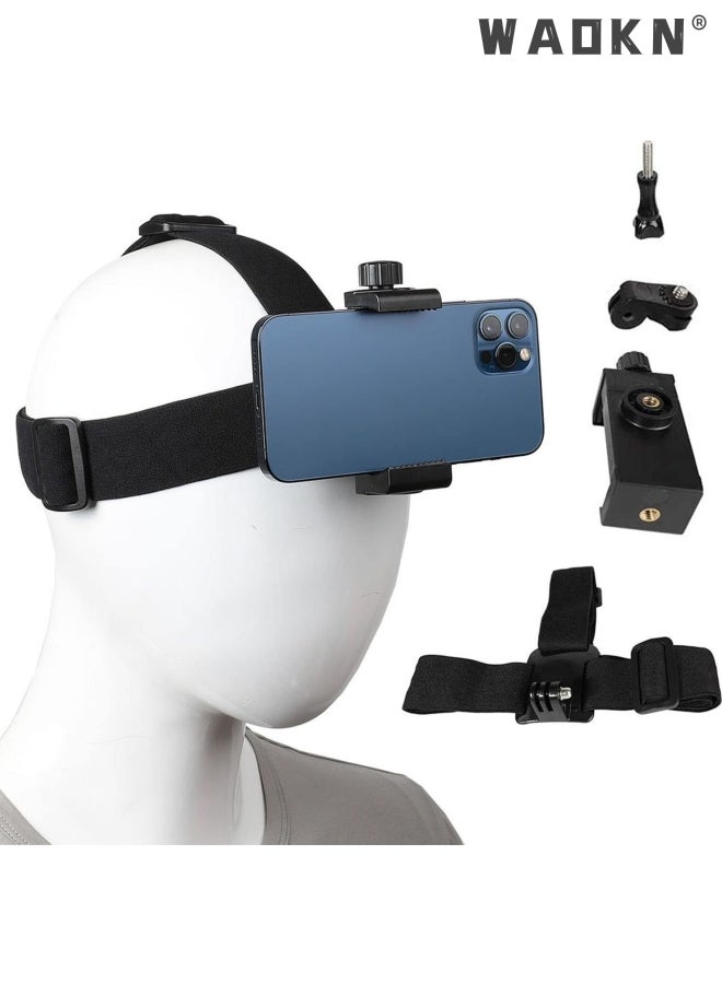 WAOKN Head-Mounted Mobile Phone Holder, Head Strap Holder Kit, First-Person View Video Shooting Bracket with Phone Clip(4"-7"), for Filming Video Compatible for iPhone Smartphones and Action Camera - Image 2