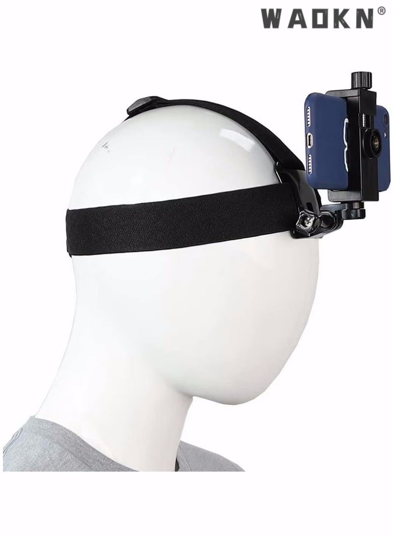 WAOKN Head-Mounted Mobile Phone Holder, Head Strap Holder Kit, First-Person View Video Shooting Bracket with Phone Clip(4"-7"), for Filming Video Compatible for iPhone Smartphones and Action Camera - Image 3